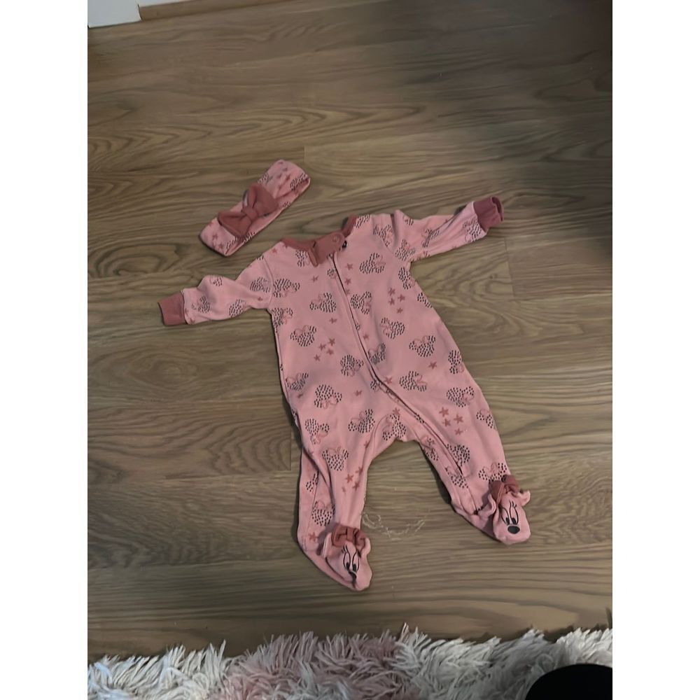 Disney Baby pink pajama footie zip up